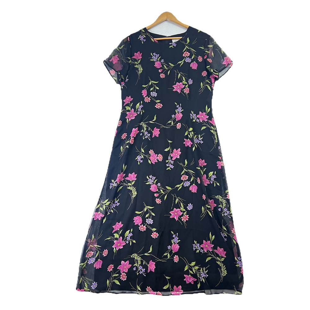 Baby Doll Maxi Dress 12 Kathie Lee Floral A Line CottageCore Y2k Romantic Retro